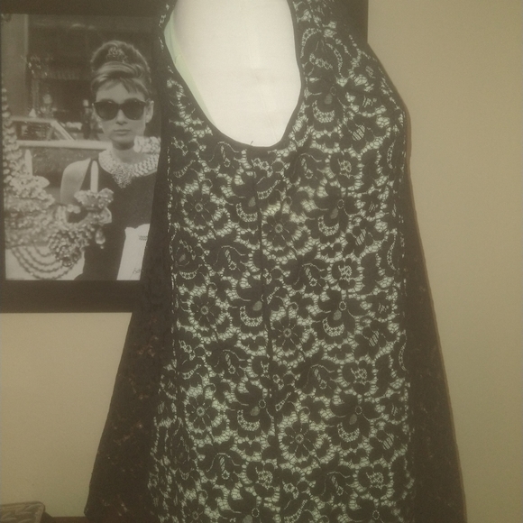 50s vintage Pinup girl Lace Keyhole top Large - Picture 5 of 8